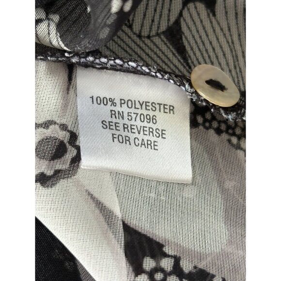 Nicola Women's Black & White Floral Sheer Button-Up Blouse Size 2X - Picture 8 of 8